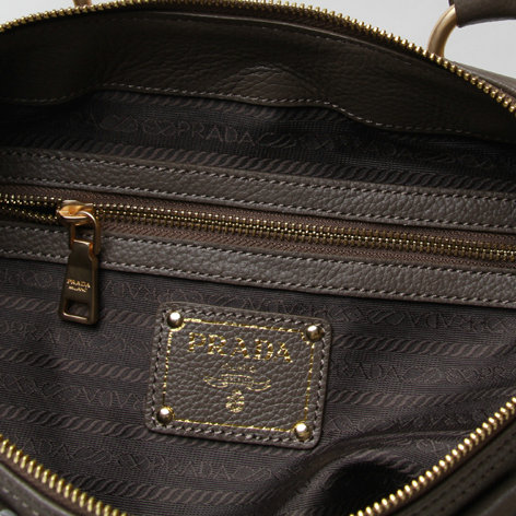 2014 Prada Grained Calf Leather Vitello Daino Top Handle Bag BL0778 brown - Click Image to Close